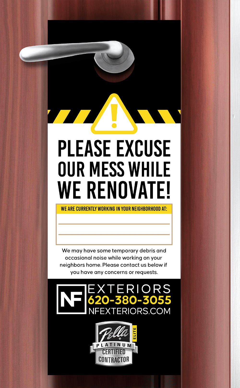 NF Exteriors door hanger design